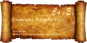Csaknyai Elemér névjegykártya